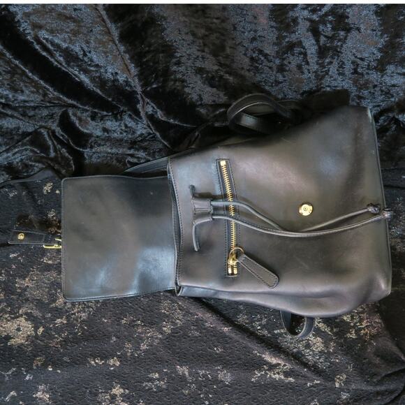 Coach Black Vintage Y2K Drawstring Leather C3W-9858 Daypack Legacy Top Handle - Picture 3 of 16